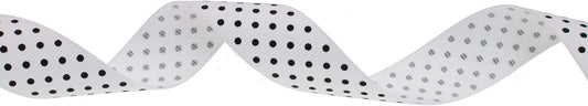 Polka Dot Grosgrain Ribbon 25 Yard Each Roll 100% Polyester (1", White) - Crafty Corner