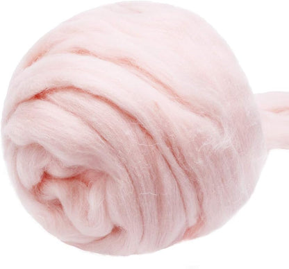 3.53oz Wool Roving Needle Felting Wool Pure Wool, Chunky Yarn, Spinning Wool Roving for Needle Felting Wet Felting DIY Hand Spinning (Meat Pink)
