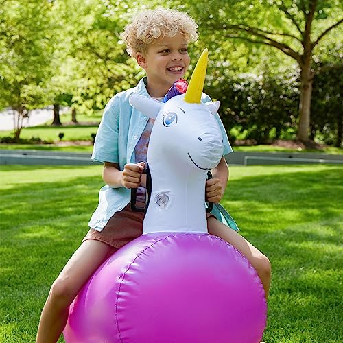 Hop N Go Inflatable Unicorn Riding Bouncy Hopping Toys for Kids Ages 5+