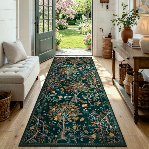 Boho Floral Rug Runners for Hallways Non Slip (20 Sq Ft)