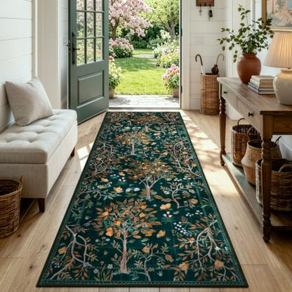 Boho Floral Rug Runners for Hallways Non Slip (20 Sq Ft)