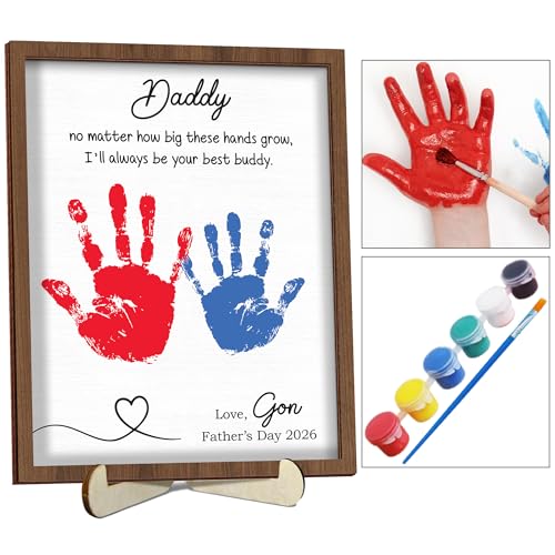 Personalized Handprint Wooden Sign for Mom Dad Grandma Nana