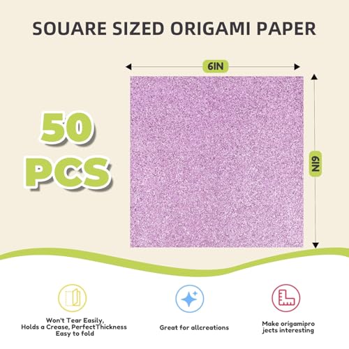 Pastel Glitter Origami Paper (50 Count)