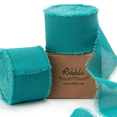 Teal Chiffon Silk Ribbon (60 Foot)