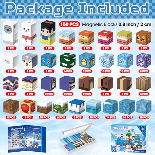 150Pcs 0.8in Magnetic Blocks (150 Count)