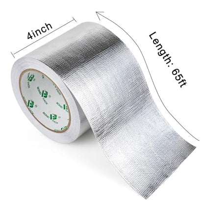 Adhesive Aluminum Foil Heat Shield Tape Barrier 4in x 66ft (66 Foot)