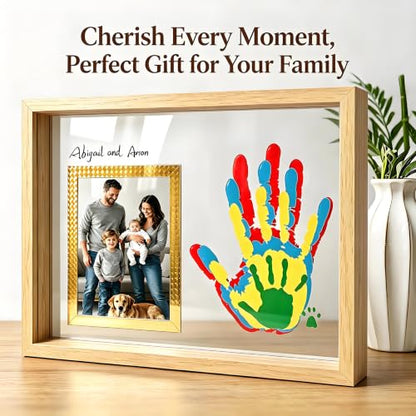 Horizontal Wood Family Handprint Kit 3D Frame Rustic Grandparents Gift