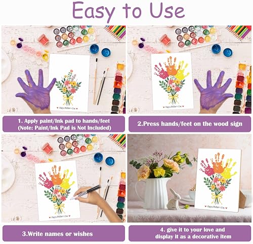 Mother's Day Flower Handprint Art Wooden Making Sign