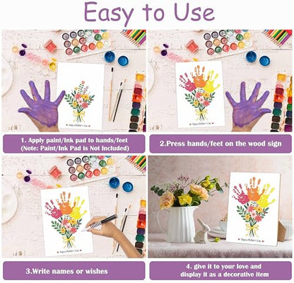 Mother's Day Flower Handprint Art Wooden Making Sign