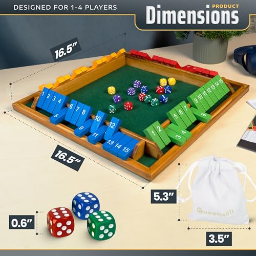 Shut The Box Game Wooden Board for 4 Players