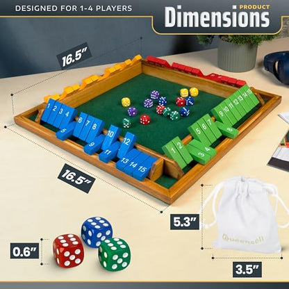 Shut The Box Game Wooden Board for 4 Players
