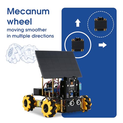 4-in-1 ESP32 Smart Camera Solar Robot Car, 4WD Remote Control Car Robotics Kit for 8-12 12-16+ Kids Teens, Electronics Programming STEM Toy Science Coding Kit Compatible with Arduino/Scratch/Phython
