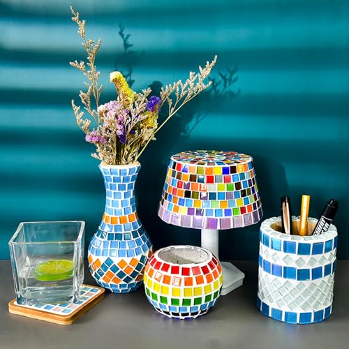 Square Glass Mosaic Tiles Bulk for Adults Crafts Supplies