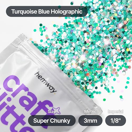 Craft Glitter Turquoise Blue Holographic 100g Super Chunky Glitter