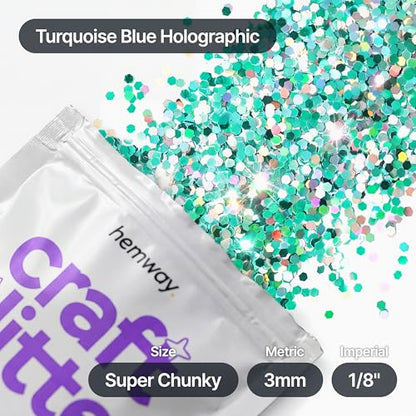 Craft Glitter Turquoise Blue Holographic 100g Super Chunky Glitter