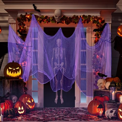 Halloween Cheese cloth 29.92 x 590.55 Inch Purple Cheesecloth Roll for Crafts Large Cotton Muslin Gauze Fabric for Halloween Outdoor & Indoor Spooky Decoration