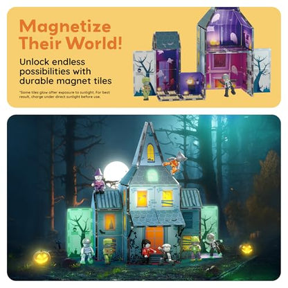 57 PCS Magnetic Tiles Halloween Haunted House STEM Set Ages 3+