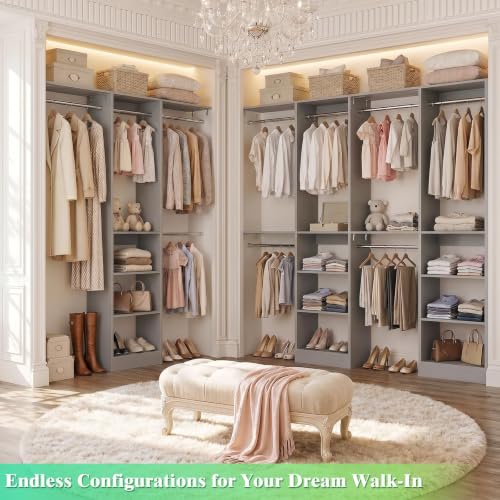 4FT Small Closet Organizer System with 4 Hanging Rods & 3 Shelves