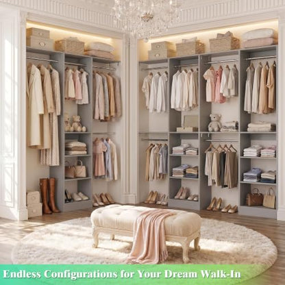 4FT Small Closet Organizer System with 4 Hanging Rods & 3 Shelves