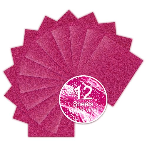 Hot Pink Glitter HTV Sparkly Heat Transfer Vinyl (12 Count)