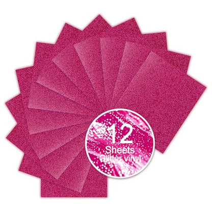 Hot Pink Glitter HTV Sparkly Heat Transfer Vinyl (12 Count)