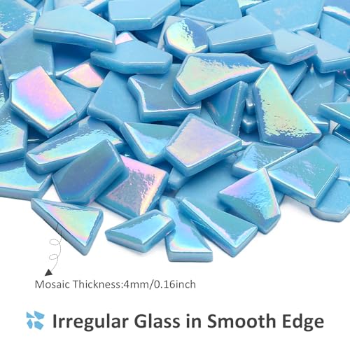 Iridescent Glass Mosaic Tiles for Crafts Bulk (7.05 Ounce)