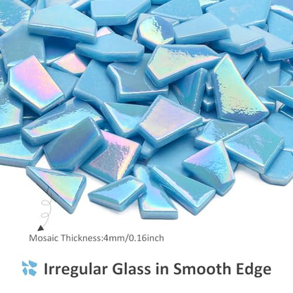 Iridescent Glass Mosaic Tiles for Crafts Bulk (7.05 Ounce)