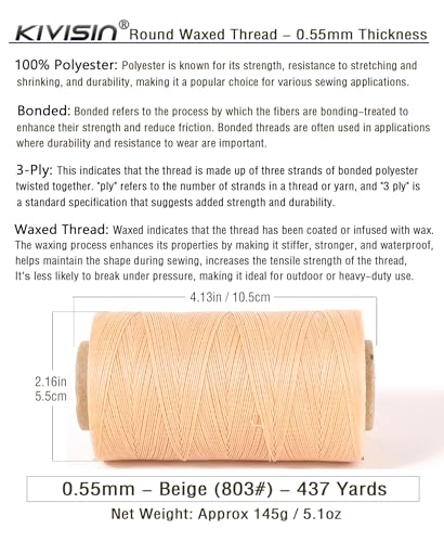 Sturdy Bonded Waxed Polyester Thread (1311 Foot)