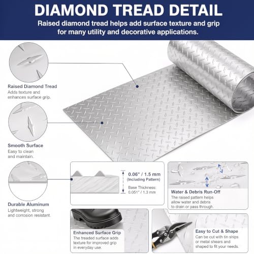 1 Pcs Aluminum Diamond Plate Sheet Metal (16.8 Sq Ft)