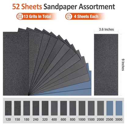 Sand Paper Assortment (52 Count)