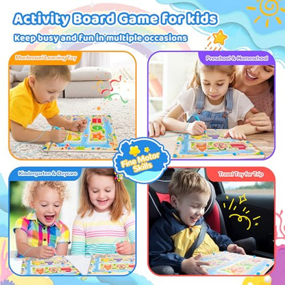 Toddlers Wooden Magnetic Color & Shape Sorting Maze & Magnetic Board
