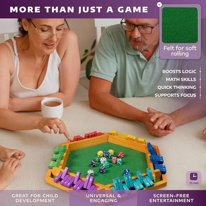 Color Shut The Box Game Wooden Board for 1