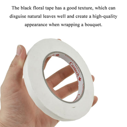 HAHIYO White 0.5Inch Wide Floral Tape, Waterproof Florist Tape Flower Wrap Adhesive Waterproof Decorative Tape for Bouquet Stem Wrapping Flower Arranging and Floral Craft, 2Rolls 200Feet/66Yard Total