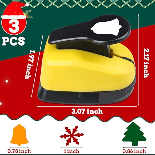 Paper Punch Set 1 inch Hole Punch Shape 3 Pcs Christmas Punches for Crafts (3 Count)
