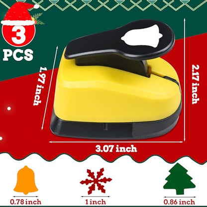 Paper Punch Set 1 inch Hole Punch Shape 3 Pcs Christmas Punches for Crafts (3 Count)