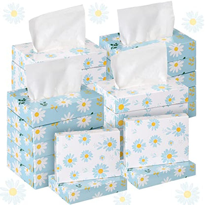 24 Packs 960 Sheets Tissue Cube Car Facial Boxes Disposable Facial Travel Tissues Holder Soft Watercolor Boxes 2 Ply 40 Sheets for Wedding Household Car Kitchen Bathroom (960 Count)