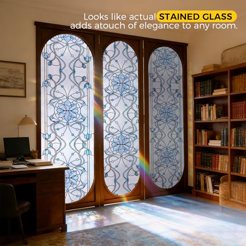 3D Stained Glass Window Privacy Film Decorative Non (830.04 sq inch)