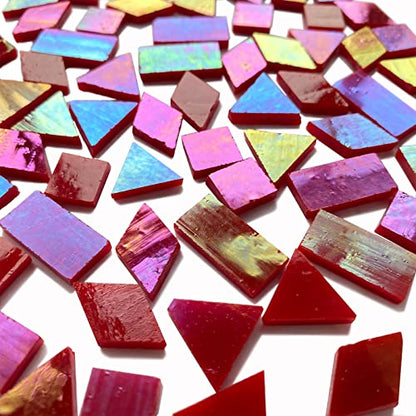 Iridescent Red Glass Mosaic Tiles (9 Ounce)