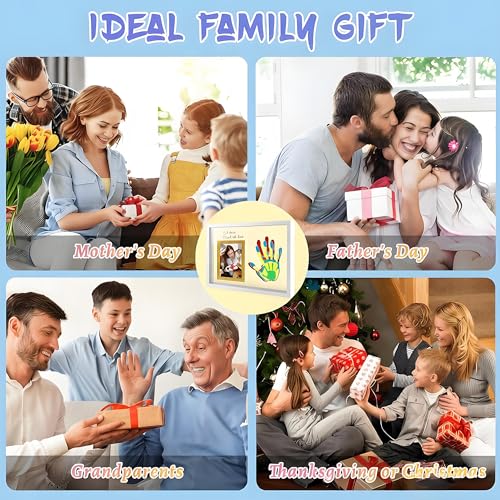 Horizontal Black Family Handprint Kit 3D Frame Modern Dad Gift