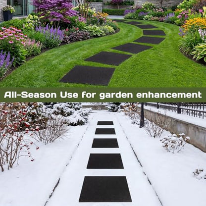 8 Pcs 12 x 12 Inch Rubber Stepping Stones Outdoor Garden Walkway Non (8 Count)