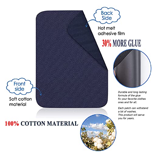 12PCS Fabric Iron on Patches Inside & Outside Strong Glue 100% Cotton Repair Patch for Clothes Pants Mending and Decorating (12 Count)