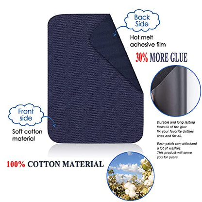 12PCS Fabric Iron on Patches Inside & Outside Strong Glue 100% Cotton Repair Patch for Clothes Pants Mending and Decorating (12 Count)