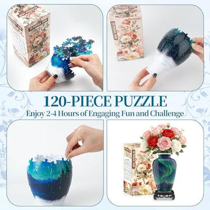 3D Puzzle Vase for Adults with 120 Plastic Pieces (120 Count)