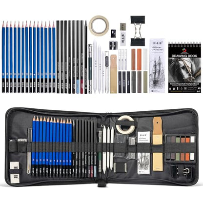 50PCS Drawing Sketch Pencils Art Supplies Kit with A5 Sketchbook