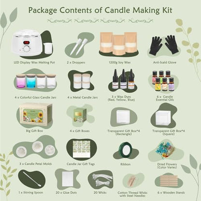 Candle Making Kit for Adult Beginners with Digital Wax Melting Pot