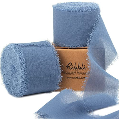 Dusty Blue Chiffon Ribbon 1 (60 Foot)