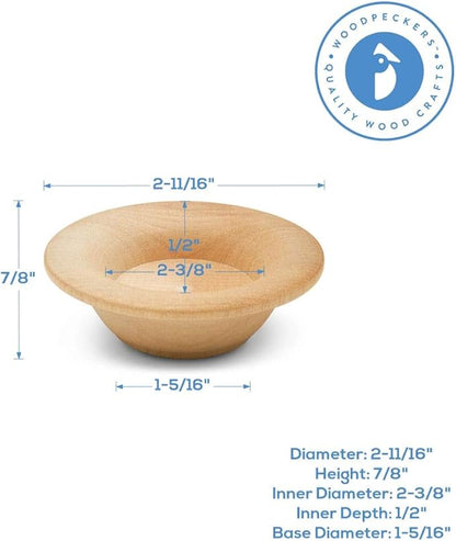 Woodpeckers Wooden Craft Bowls Unfinished 2-3/4 inch Set of 50, for Crafts & Sorting, Spice/Nuts/Condiment Bowls, & Artisan Boards