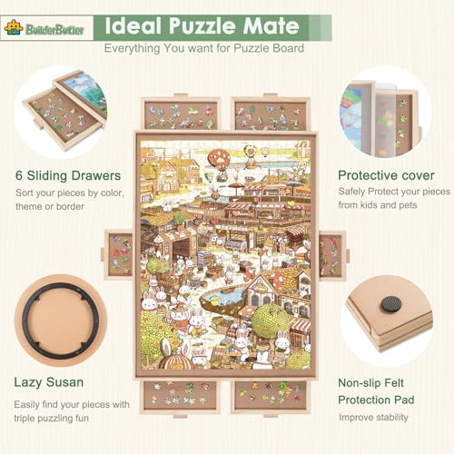 1500 Pieces Rotating Puzzle Board with 6 Drawers