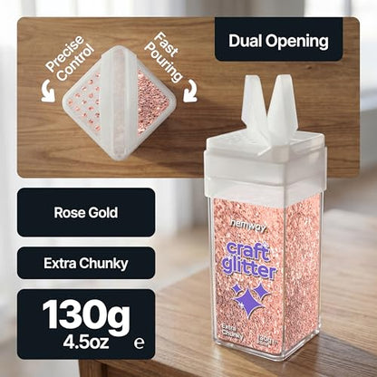 Craft Glitter Shaker Rose Gold 130g Extra Chunky (4.6 Ounce)