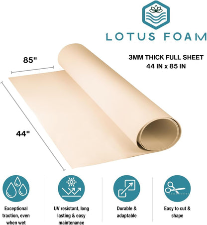 LotusFoam Large 3mm EVA Foam Sheet - 44"x 85" High Density Foam 130 kg/m3 for Cosplay, Costumes, Crafts, Flooring, Outdoor Use - 35 Colors (Beach Sand) - Beach Sand - Crafty Corner